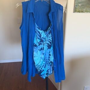 Very pretty, royal blue  sleeveless coverup in good condition.